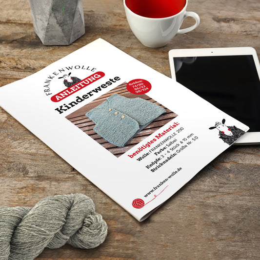 Strickanleitung M004 "Kinderweste"  Design FRANKENWOLLE DIGITAL