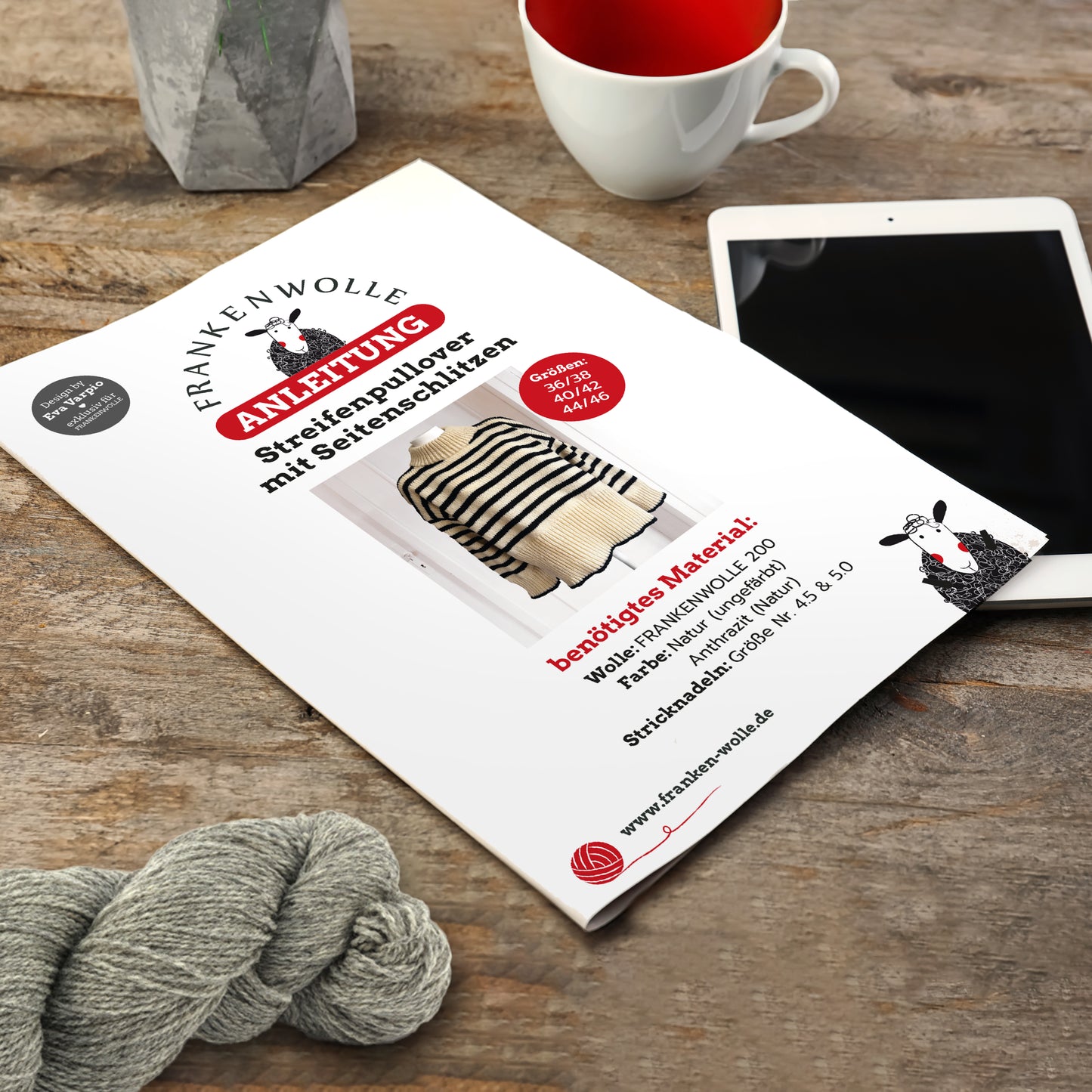 Strickanleitung M005 "Evas Streifenpulli" Design Eva Varpio  DIGITAL